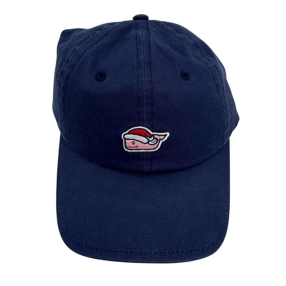Vineyard Vines Mens Navy Blue Santa Whale Christmas Holiday‎ Hat Mistletoe